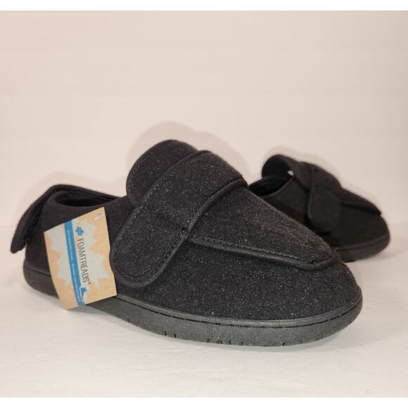 FOAMTREADS Physician L2 Comfort Slipper Womens 9M Black Wool Adjustable Diabetic - Picture 1 of 12